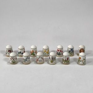 Thimbles Flowers Floral Franklin Porcelain Set